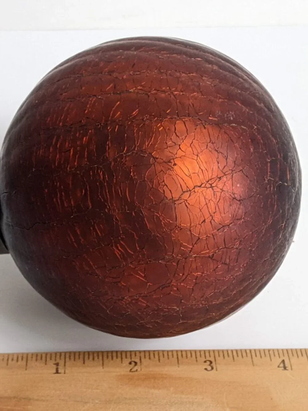 Vintage Brownish Red Crackle Mercury Glass Ornament Ball 3.75